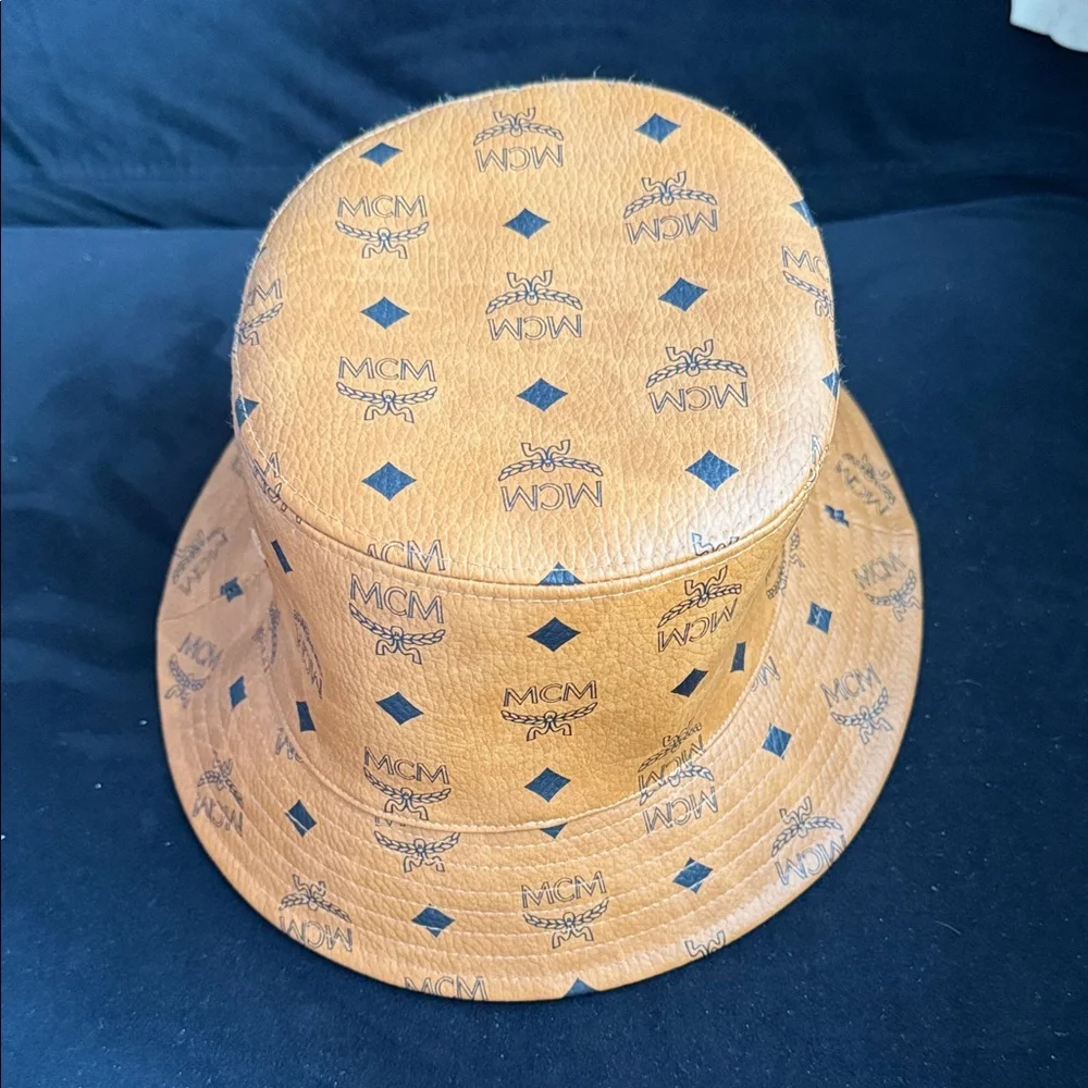 Vintage MCM Cognac Bucket Hat with Black Logo - Picture 1 of 10